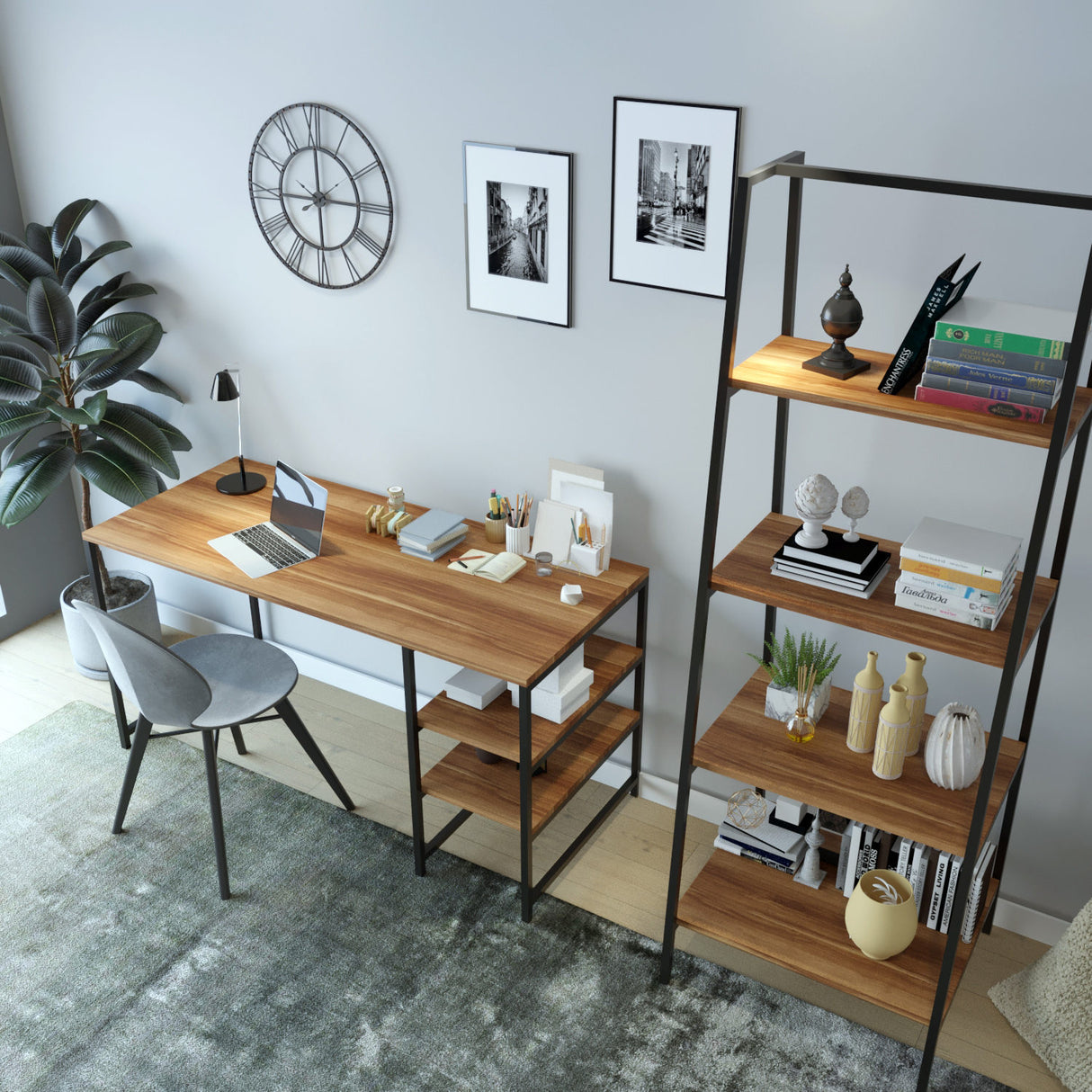 Birou Dresden - L246, Nuc, 120x55x180 cm