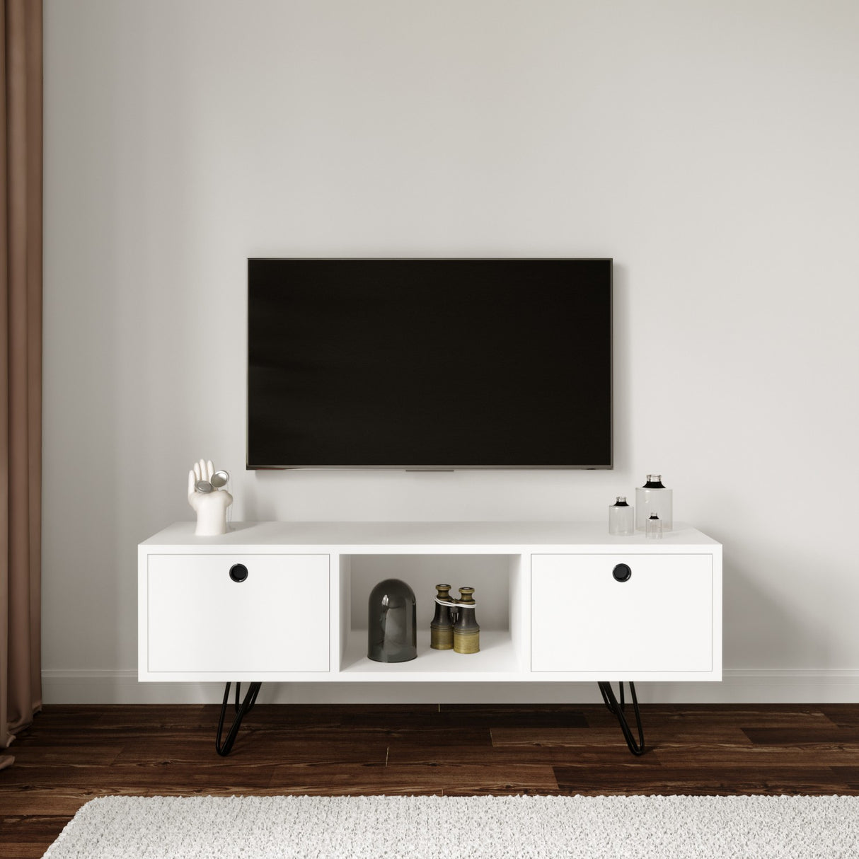 Comodă TV Yaren - L3024, Alb, 120x35x50 cm