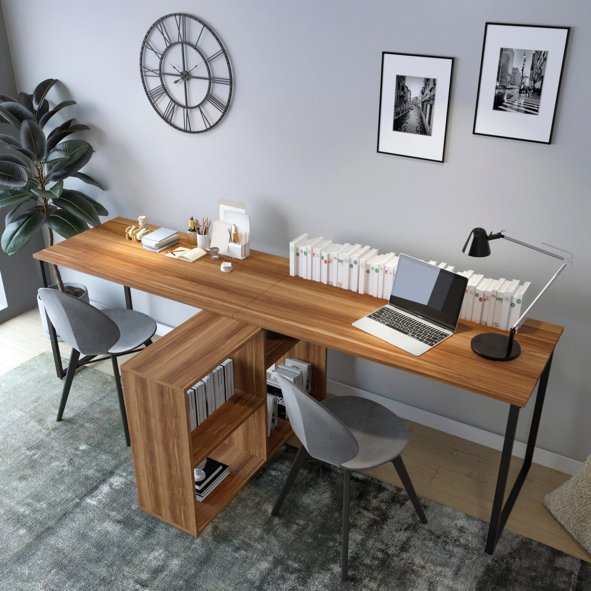 Birou London - L208, Nuc, 240x60x72 cm