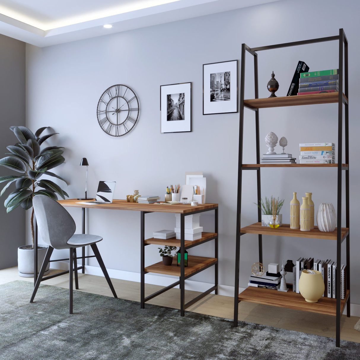 Birou Dresden - L246, Nuc, 120x55x180 cm