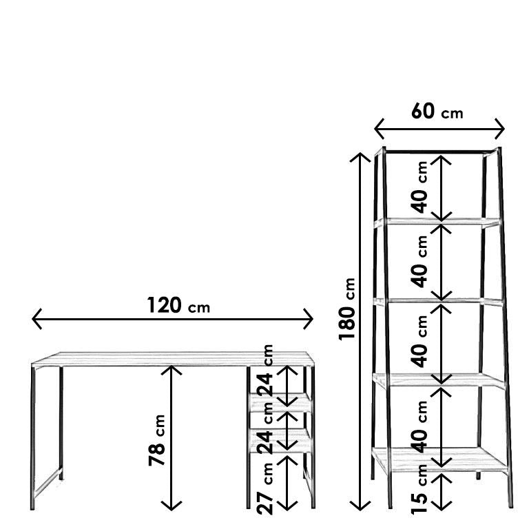 Birou Dresden - L246, Nuc, 120x55x180 cm