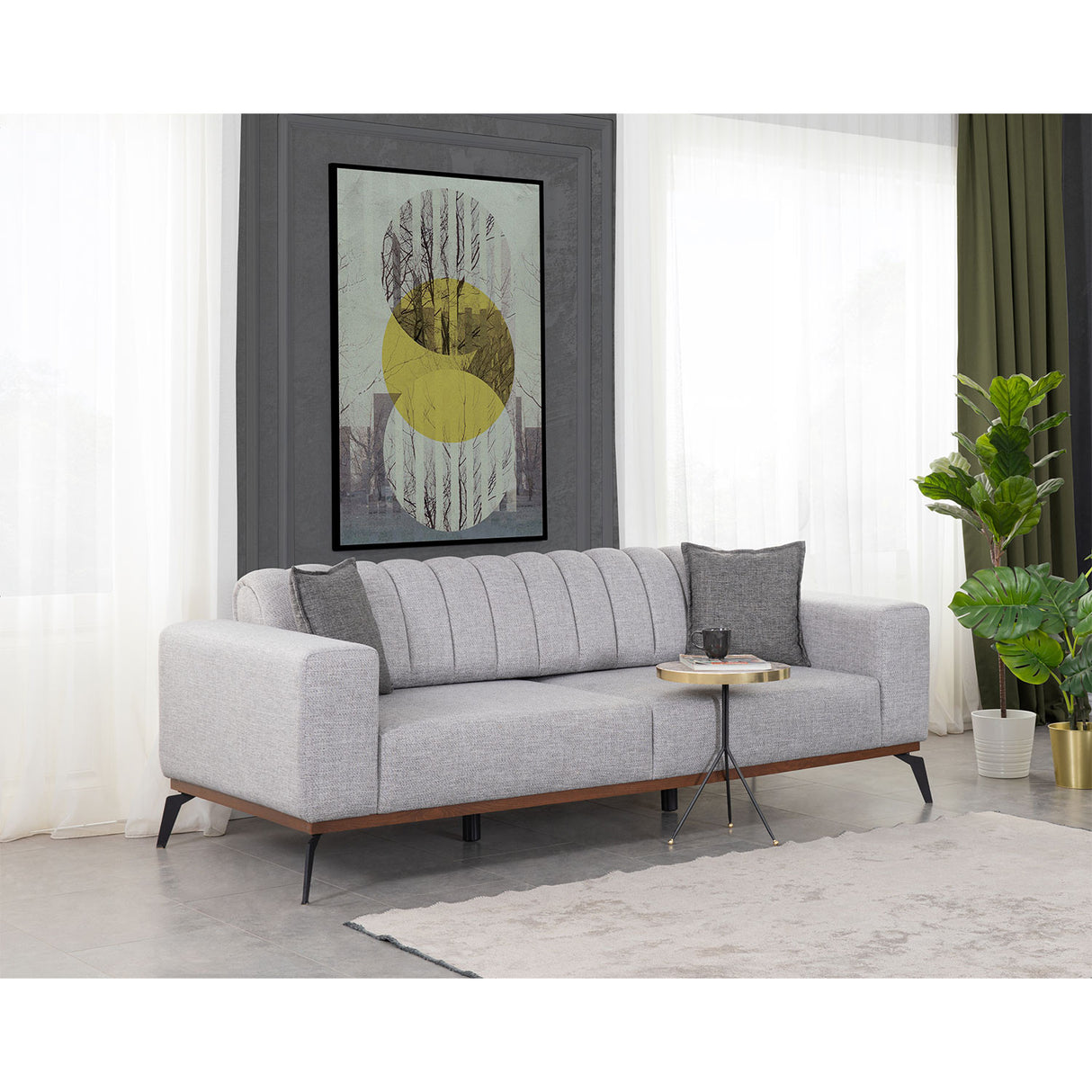 Canapea extensibilă 3 locuri Paris, Gri, 220x95x65 cm