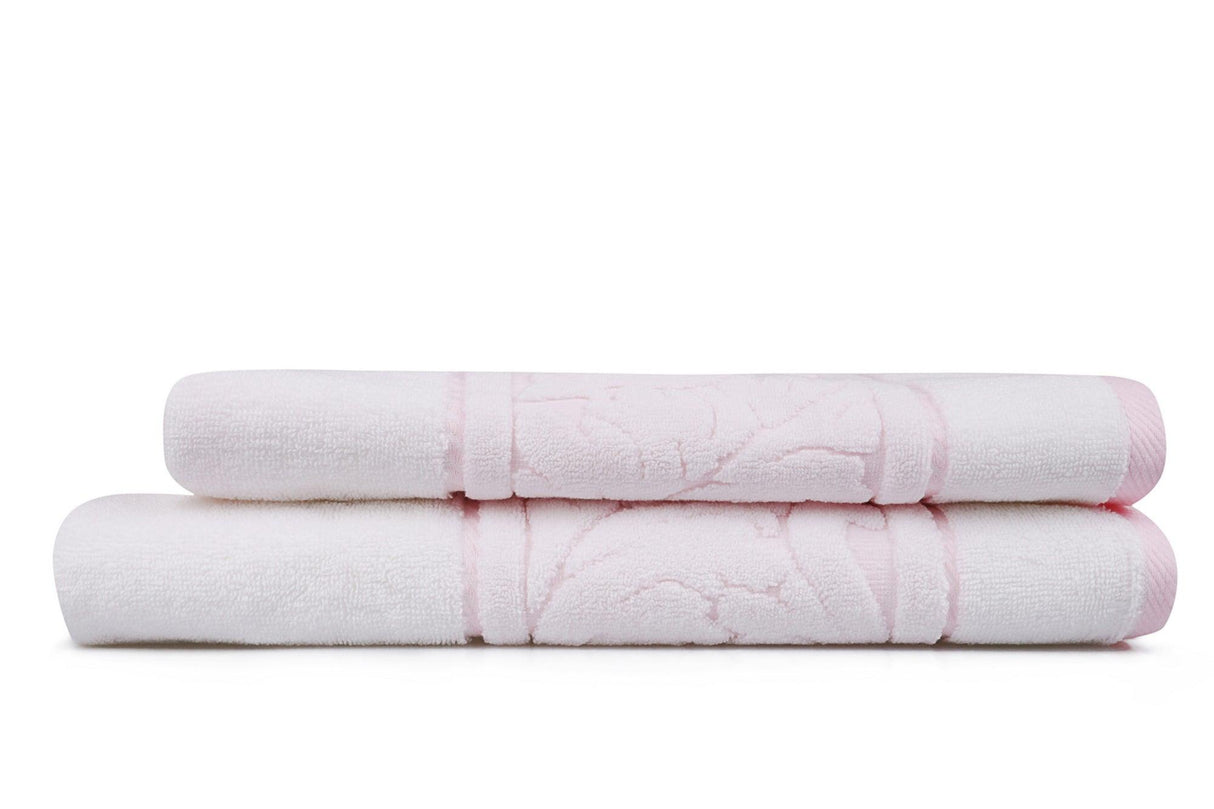 Set prosoape de baie 2 bucăți Sultan, Diverse culori, 70x140 cm - Alb - Roz | SKU: 317HBY1535 | Set prosoape de baie 2 bucăți Sultan, 70x140 cm, varianta Alb - Roz, produs pentru amenajarea locuinței, disponibil online în România la CasaMob