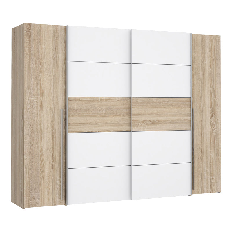 Dulap cu 4 usi Verzo MDF , stejar-alb 270x61x210 cm - Dulap cu 4 usi Verzo MDF , stejar-alb 270x61x210 cm - 318-000006