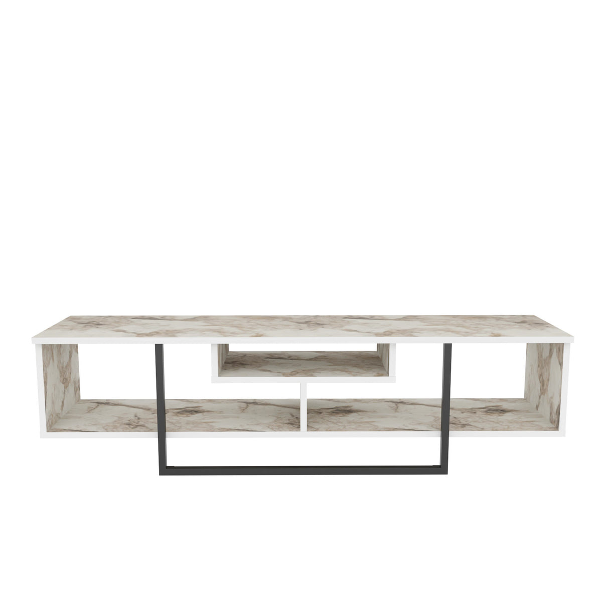 Comodă TV Asal 150 - Black, Ephesus, Negru - Alb, 150x35x40 cm