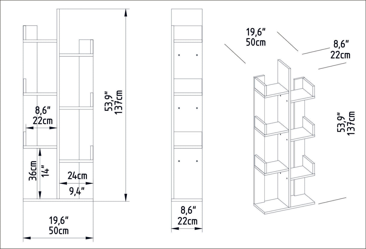 Bibliotecă Luisa, Diverse culori, Diverse dimensiuni - Nuc - 50x22x173 cm | SKU: 322RTC1105 | Bibliotecă Luisa, varianta Nuc - 50x22x173 cm, produs pentru amenajarea locuinței, disponibil online în România la CasaMob