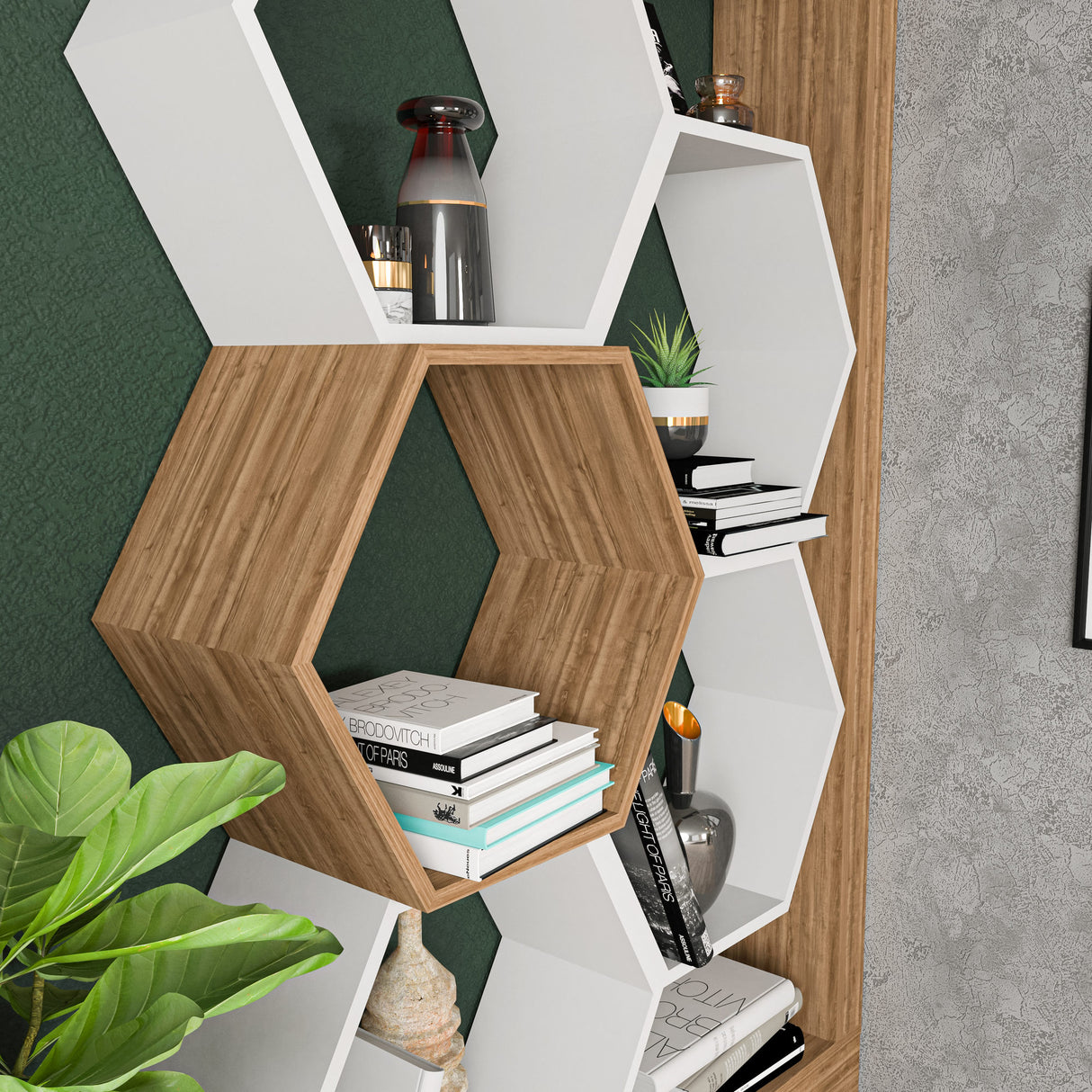 Bibliotecă Artemis, Diverse culori, 90x25x140 cm - Alb - Nuc | SKU: 322RTC1114 | Bibliotecă Artemis, 90x25x140 cm, varianta Alb - Nuc, produs pentru amenajarea locuinței, disponibil online în România la CasaMob