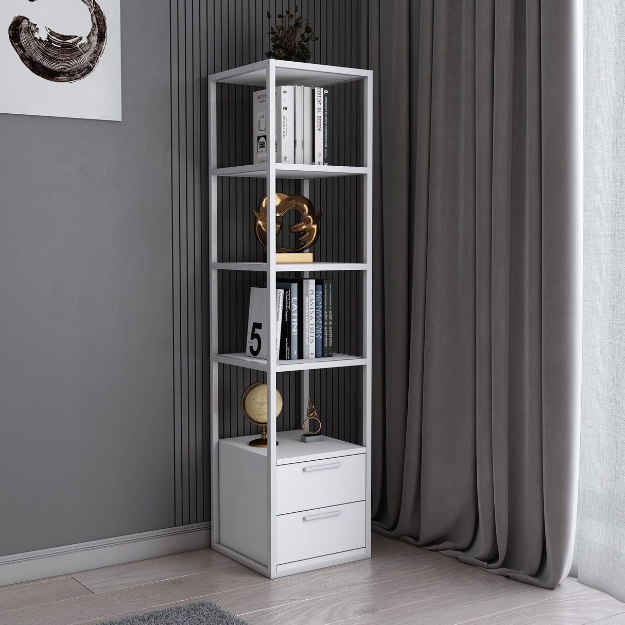 Bibliotecă Robbins, Diverse culori, 39x39x160 cm - Alb | SKU: 322RTC1121 | Bibliotecă Robbins, 39x39x160 cm, varianta Alb, produs pentru amenajarea locuinței, disponibil online în România la CasaMob