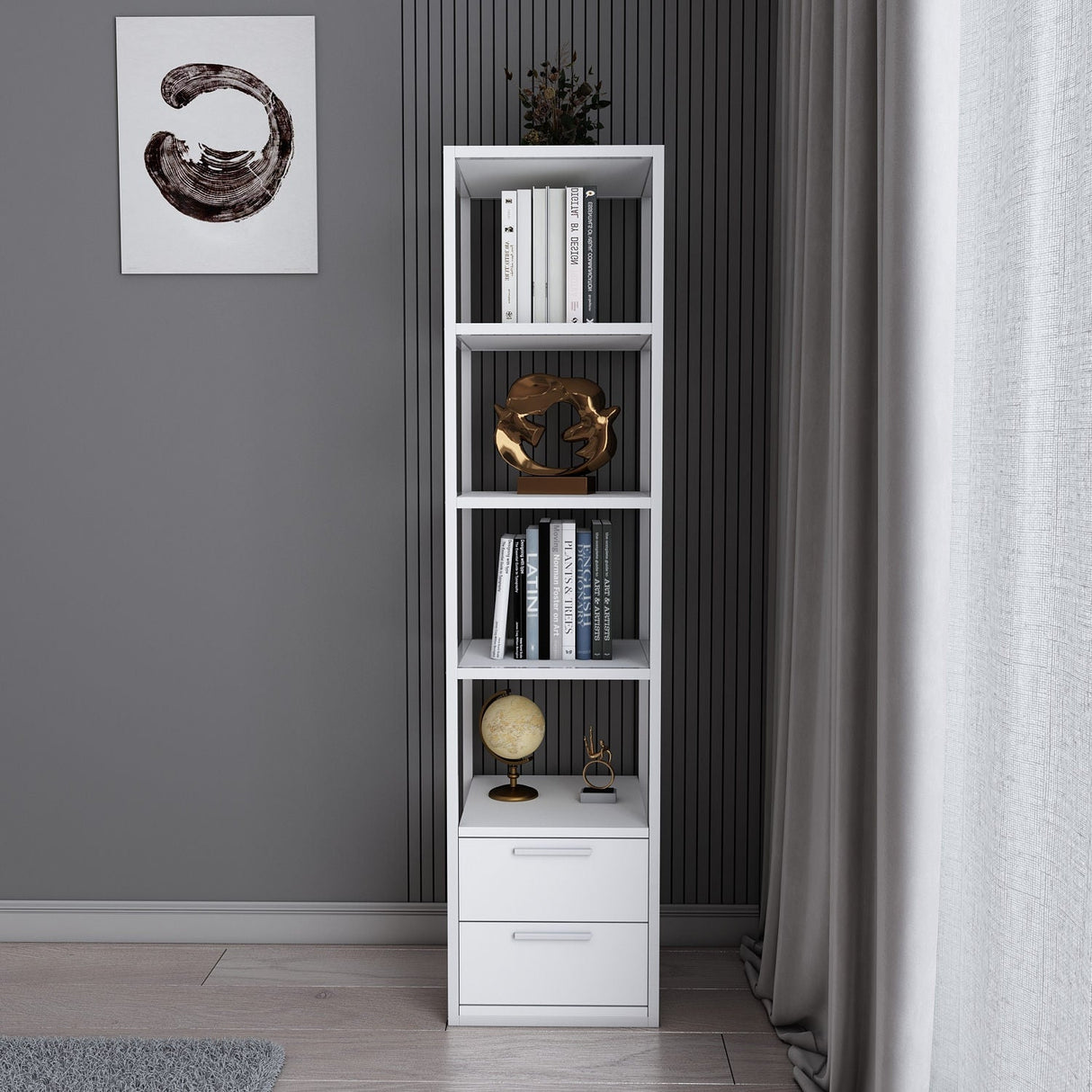 Bibliotecă Robbins, Diverse culori, 39x39x160 cm - Alb | SKU: 322RTC1121 | Bibliotecă Robbins, 39x39x160 cm, varianta Alb, produs pentru amenajarea locuinței, disponibil online în România la CasaMob