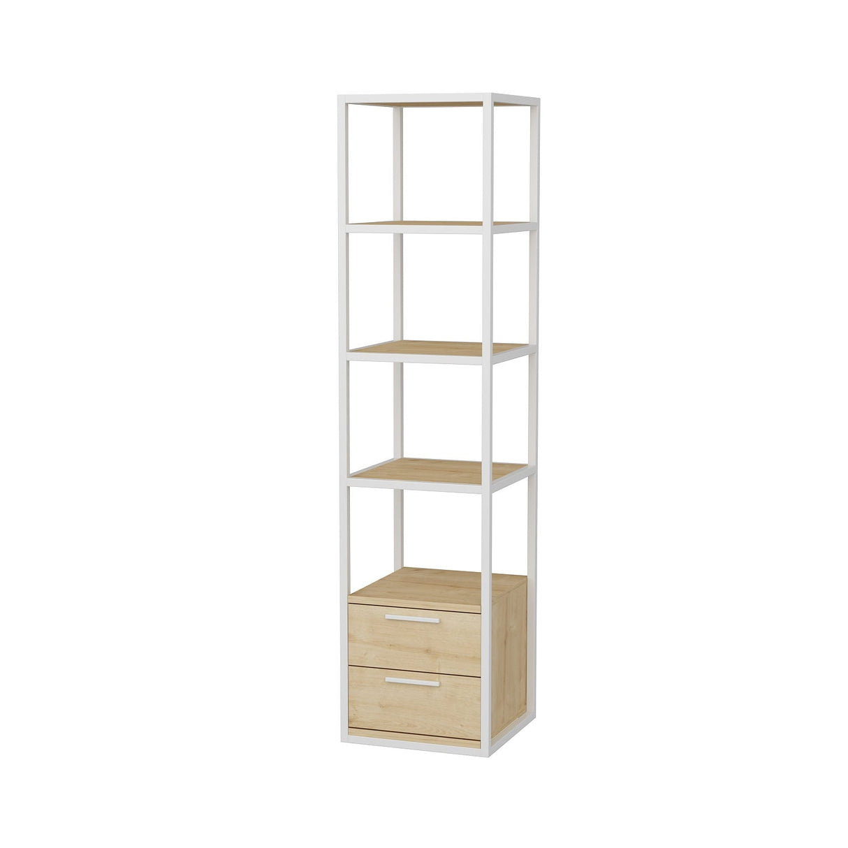 Bibliotecă Robbins, Diverse culori, 39x39x160 cm - Alb - Stejar | SKU: 322RTC1122 | Bibliotecă Robbins, 39x39x160 cm, varianta Alb - Stejar, produs pentru amenajarea locuinței, disponibil online în România la CasaMob