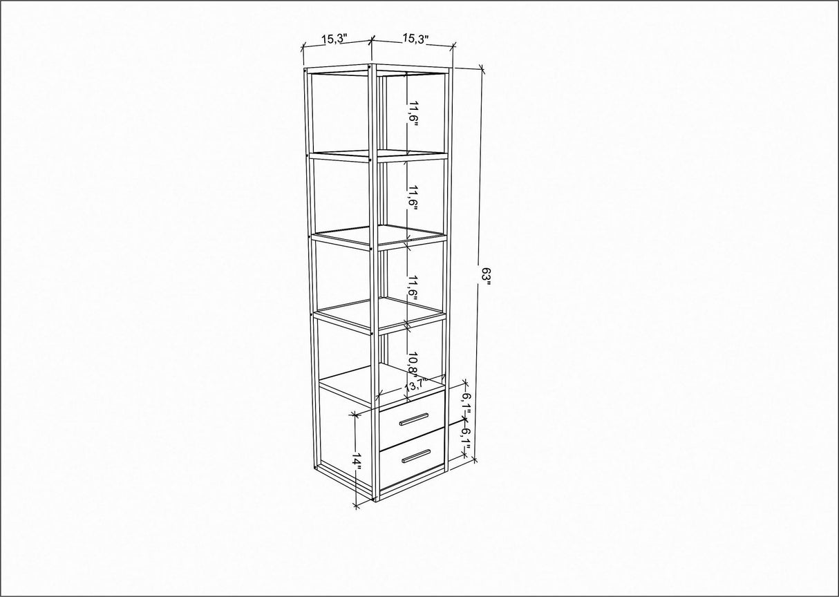 Bibliotecă Robbins, Diverse culori, 39x39x160 cm - Auriu - Stejar | SKU: 322RTC1126 | Bibliotecă Robbins, 39x39x160 cm, varianta Auriu - Stejar, produs pentru amenajarea locuinței, disponibil online în România la CasaMob