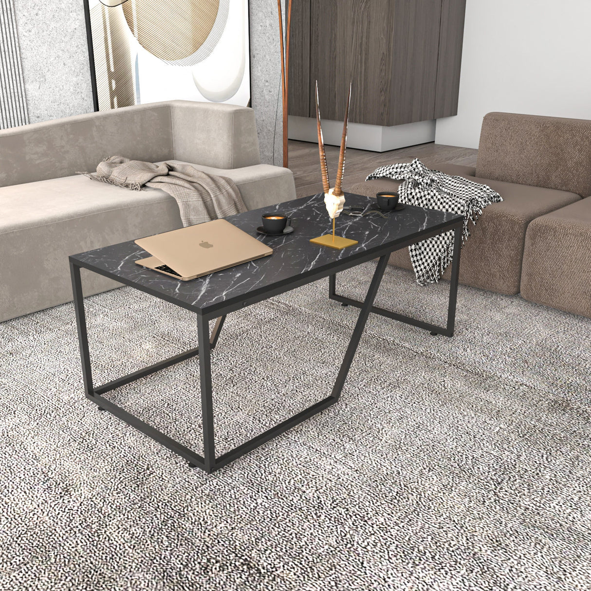 Măsuță de cafea Wendy, Diverse culori, 120x60x48 cm - Negru | SKU: 322RTC1204 | Măsuță de cafea Wendy, 120x60x48 cm, varianta Negru, produs pentru amenajarea locuinței, disponibil online în România la CasaMob
