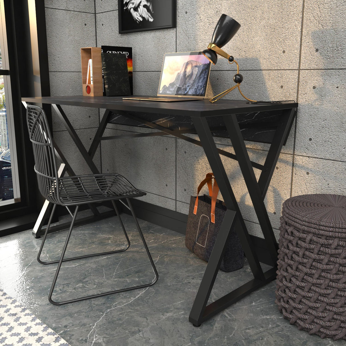 Birou Gyza, Diverse culori, 120x60x75 cm - Negru | SKU: 322RTC1303 | Birou Gyza, 120x60x75 cm, varianta Negru, produs pentru amenajarea locuinței, disponibil online în România la CasaMob