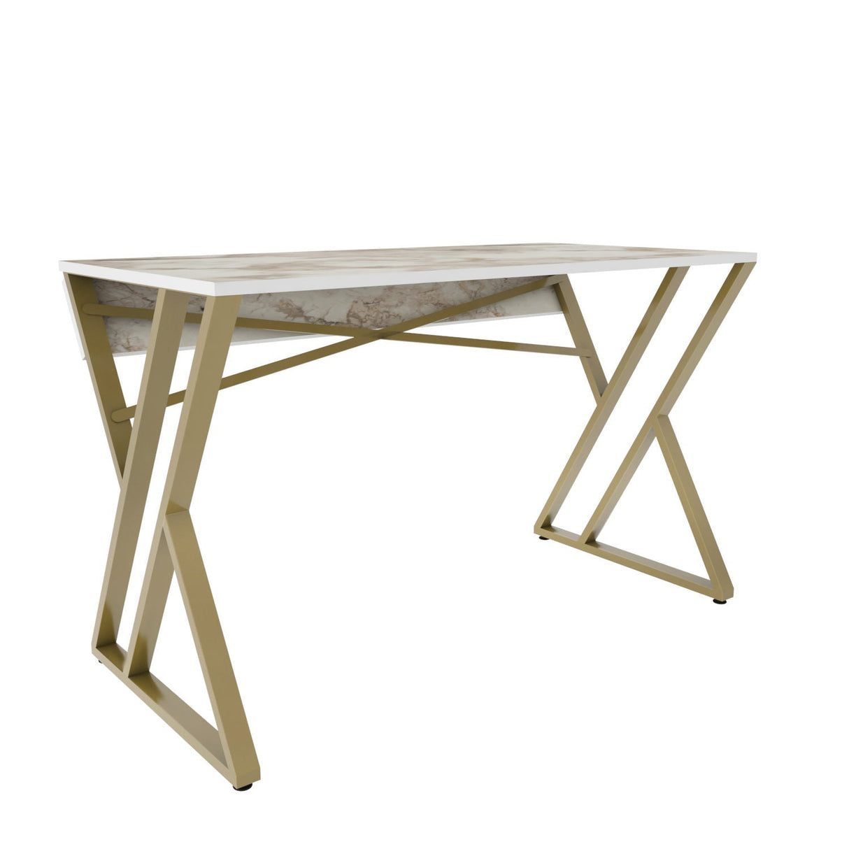 Birou Gyza, Diverse culori, 120x60x75 cm - Alb - Auriu | SKU: 322RTC1304 | Birou Gyza, 120x60x75 cm, varianta Alb - Auriu, produs pentru amenajarea locuinței, disponibil online în România la CasaMob