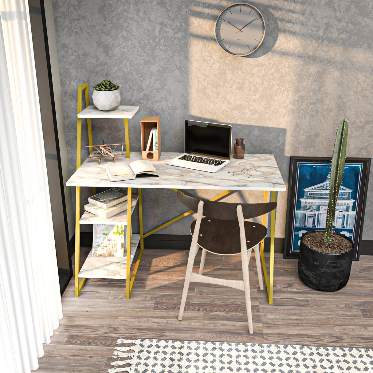 Birou Admira, Diverse culori, 120x60x120 cm - Alb - Auriu | SKU: 322RTC1310 | Birou Admira, 120x60x120 cm, varianta Alb - Auriu, produs pentru amenajarea locuinței, disponibil online în România la CasaMob