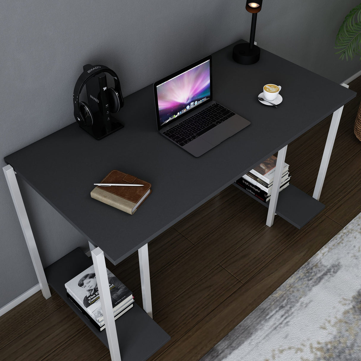 Birou Academy, Diverse culori, 125x60x74 cm - Alb - Antracit | SKU: 322RTC1403 | Birou Academy, 125x60x74 cm, varianta Alb - Antracit, produs pentru amenajarea locuinței, disponibil online în România la CasaMob