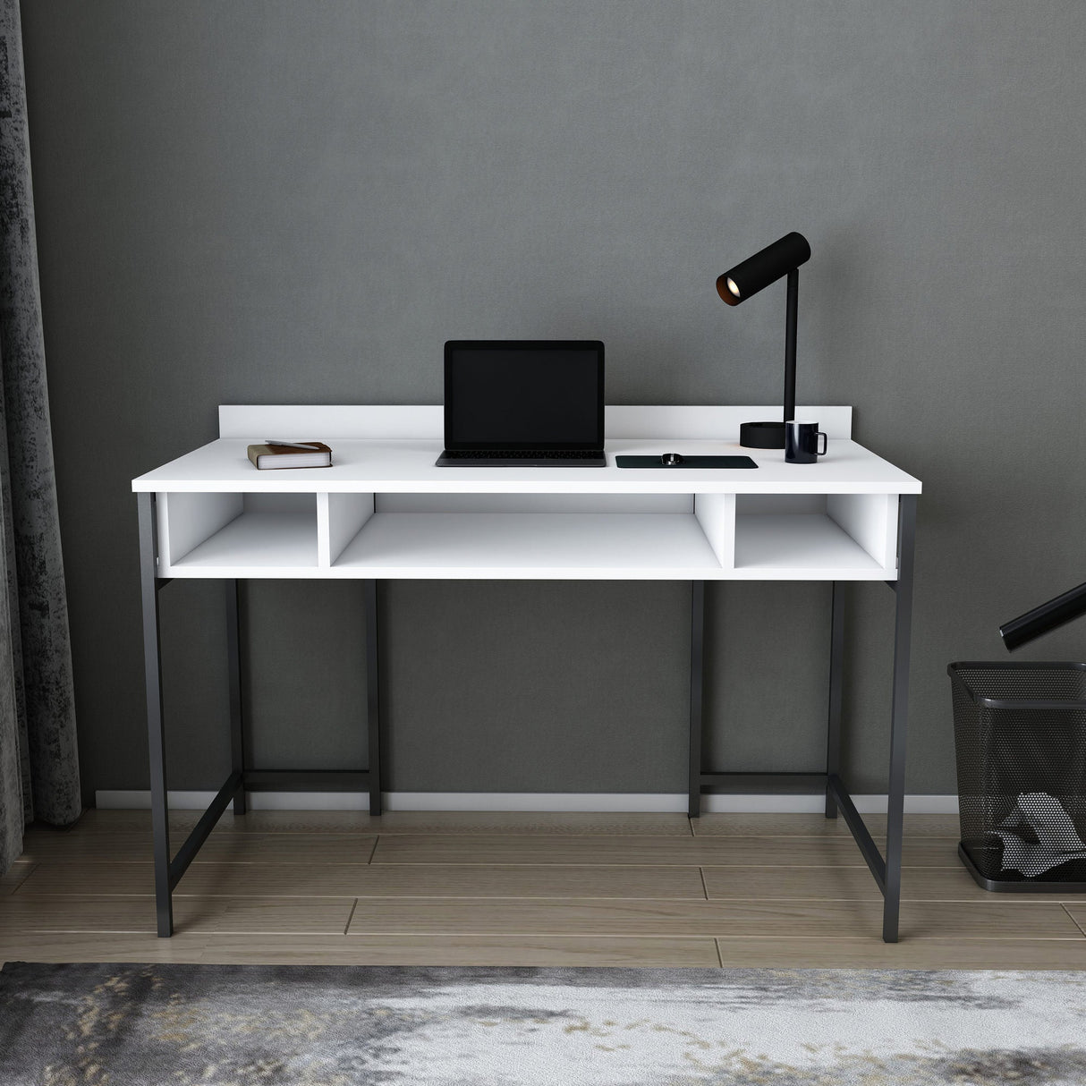 Birou Alma, Diverse culori, 120x60x75 cm - Negru - Alb | SKU: 322RTC1409 | Birou Alma, 120x60x75 cm, varianta Negru - Alb, produs pentru amenajarea locuinței, disponibil online în România la CasaMob