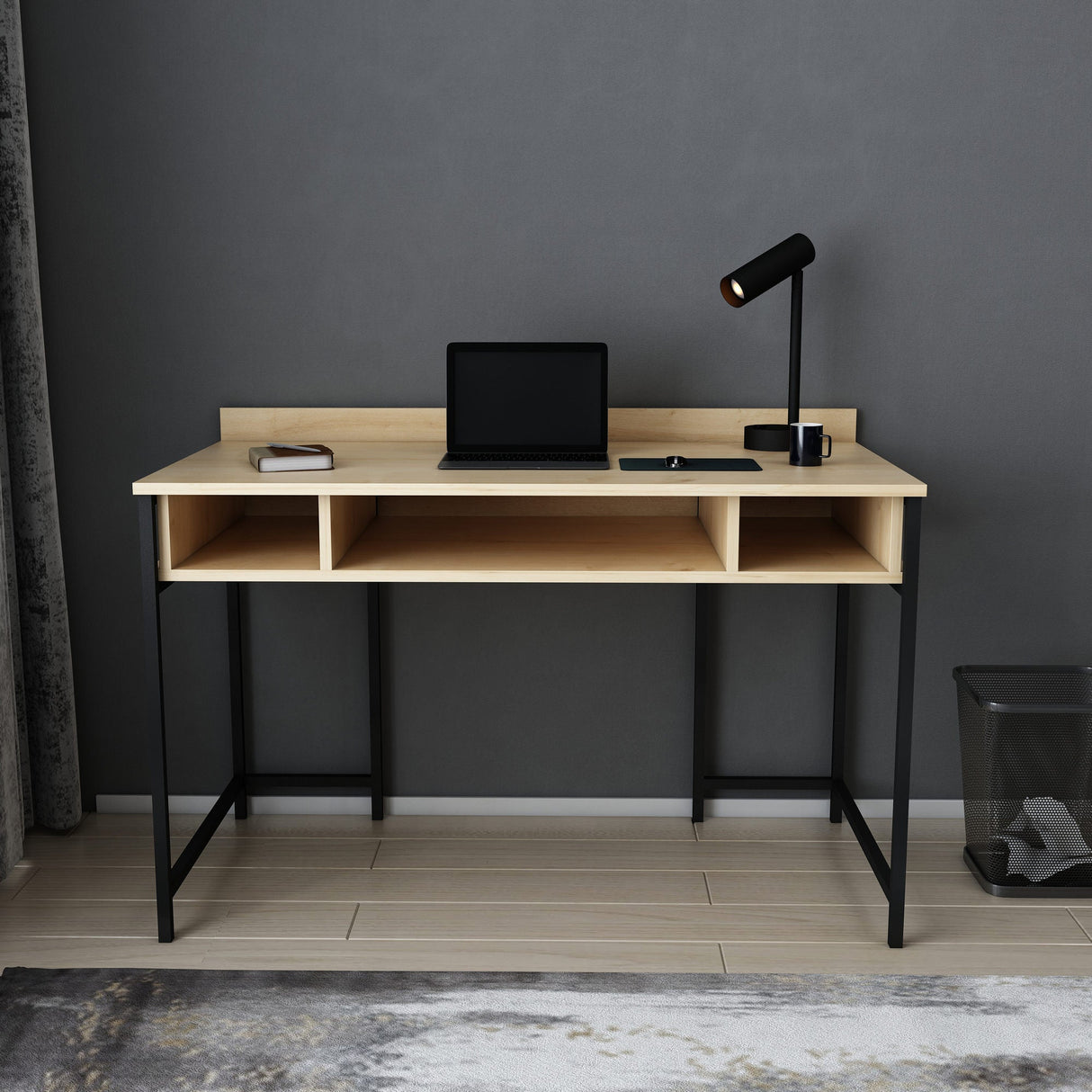 Birou Alma, Diverse culori, 120x60x75 cm - Negru - Stejar | SKU: 322RTC1410 | Birou Alma, 120x60x75 cm, varianta Negru - Stejar, produs pentru amenajarea locuinței, disponibil online în România la CasaMob