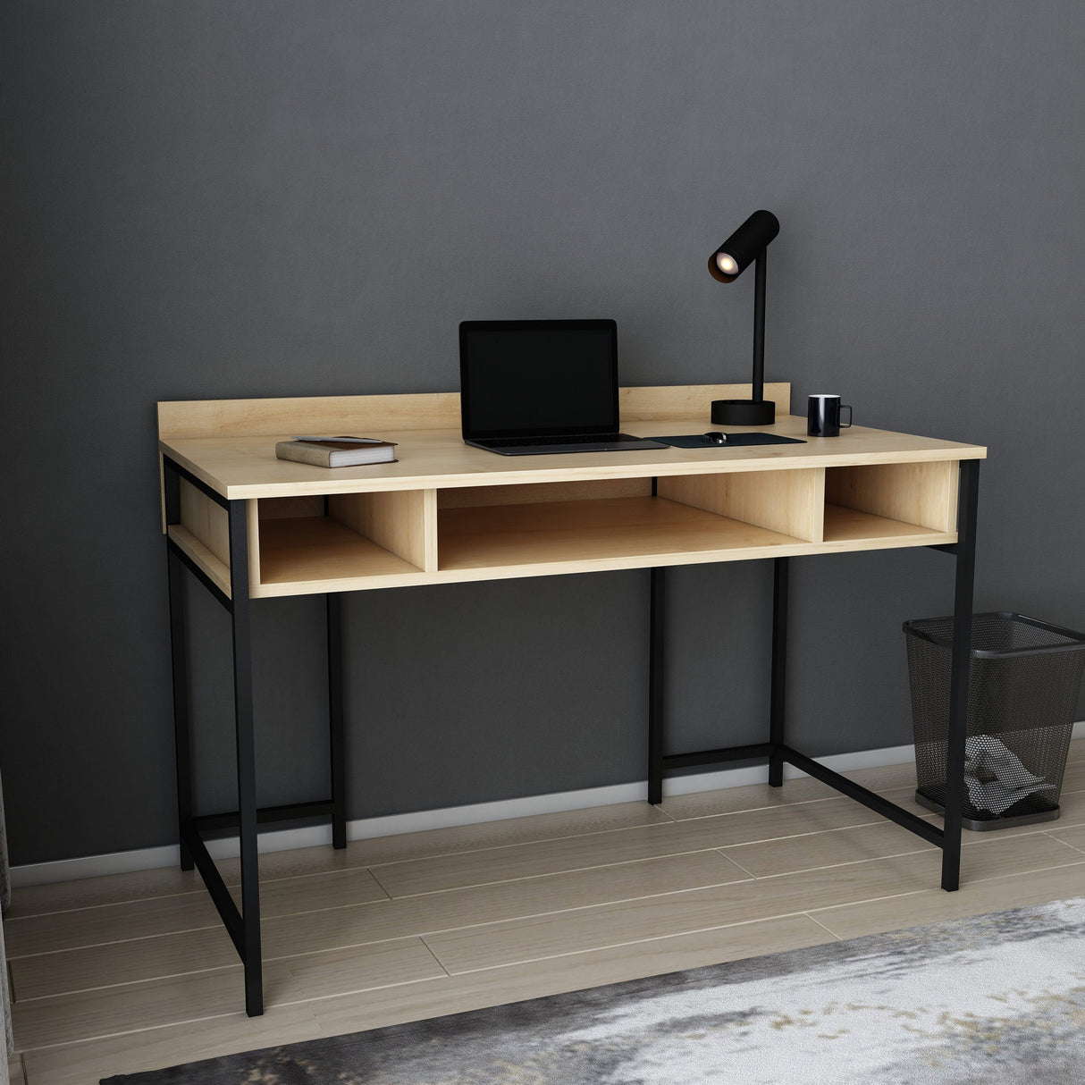 Birou Alma, Diverse culori, 120x60x75 cm - Negru - Stejar | SKU: 322RTC1410 | Birou Alma, 120x60x75 cm, varianta Negru - Stejar, produs pentru amenajarea locuinței, disponibil online în România la CasaMob