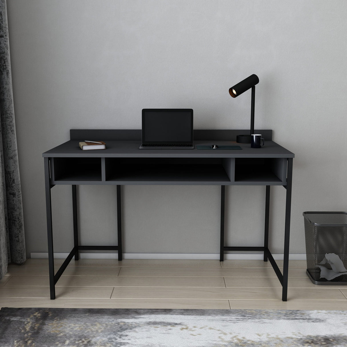 Birou Alma, Diverse culori, 120x60x75 cm - Negru - Antracit | SKU: 322RTC1411 | Birou Alma, 120x60x75 cm, varianta Negru - Antracit, produs pentru amenajarea locuinței, disponibil online în România la CasaMob