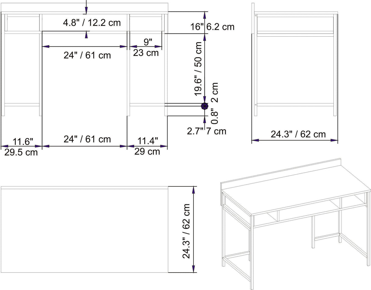 Birou Alma, Diverse culori, 120x60x75 cm - Alb | SKU: 322RTC1413 | Birou Alma, 120x60x75 cm, varianta Alb, produs pentru amenajarea locuinței, disponibil online în România la CasaMob