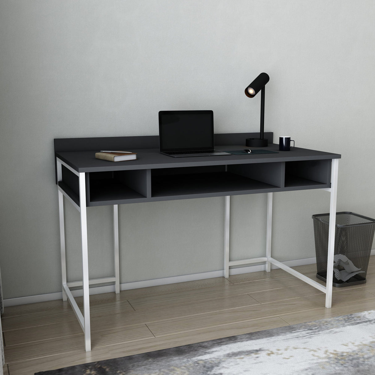 Birou Alma, Diverse culori, 120x60x75 cm - Alb - Antracit | SKU: 322RTC1415 | Birou Alma, 120x60x75 cm, varianta Alb - Antracit, produs pentru amenajarea locuinței, disponibil online în România la CasaMob