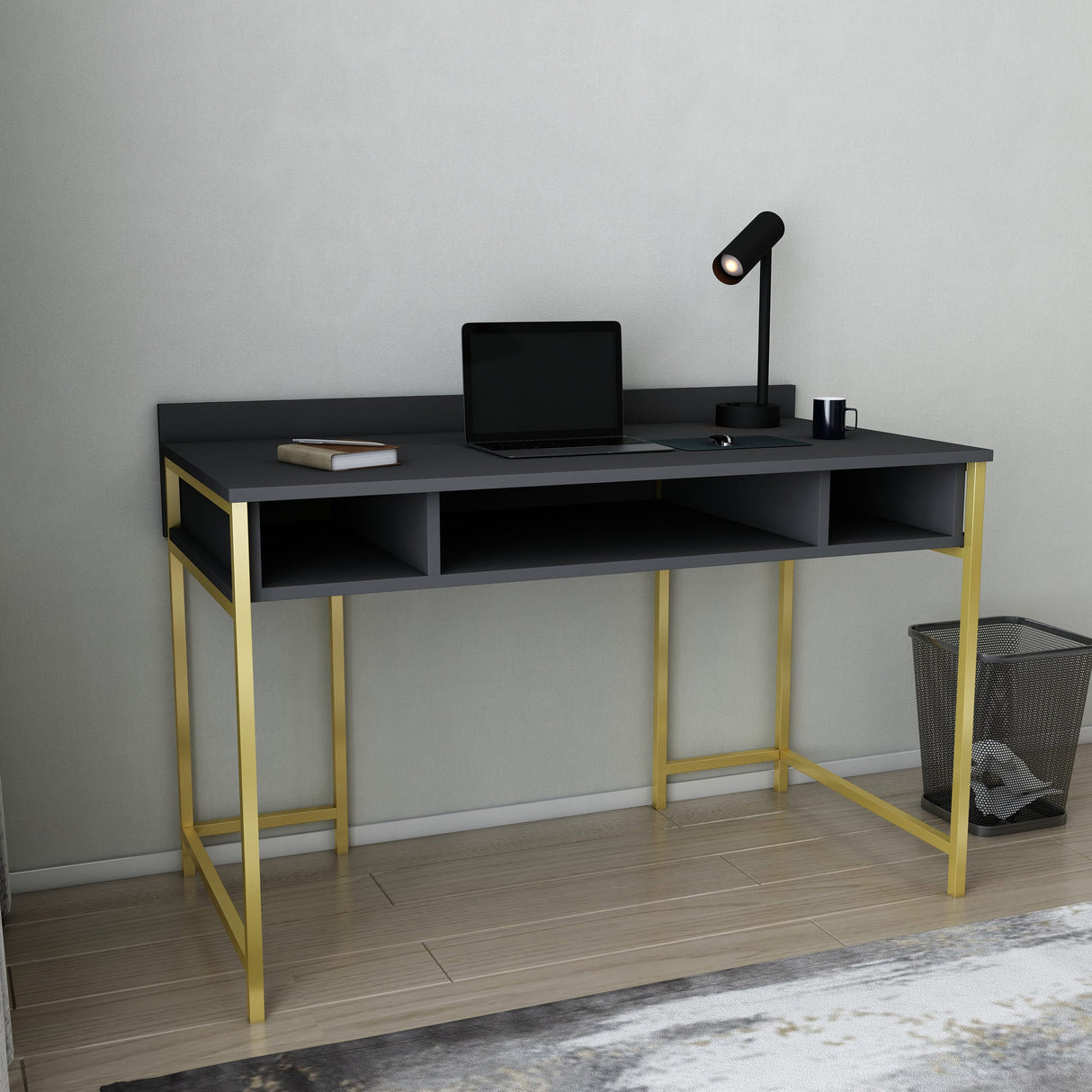 Birou Alma, Diverse culori, 120x60x75 cm - Auriu - Antracit | SKU: 322RTC1419 | Birou Alma, 120x60x75 cm, varianta Auriu - Antracit, produs pentru amenajarea locuinței, disponibil online în România la CasaMob