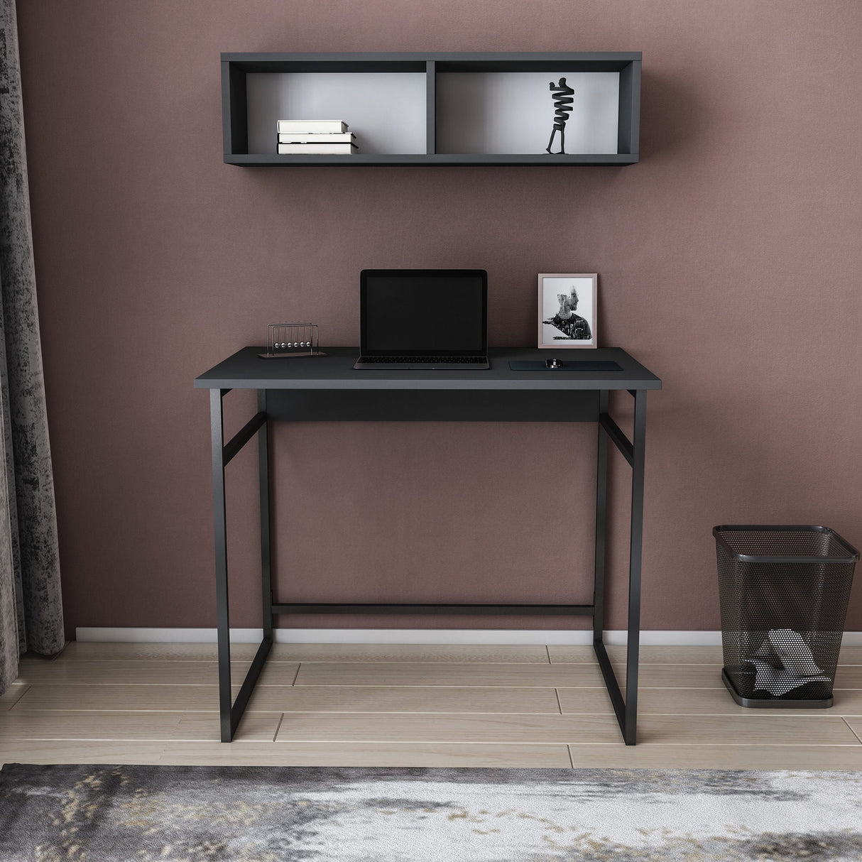 Birou Hussum, Diverse culori, 90x60x75 cm - Negru - Antracit | SKU: 322RTC1423 | Birou Hussum, 90x60x75 cm, varianta Negru - Antracit, produs pentru amenajarea locuinței, disponibil online în România la CasaMob