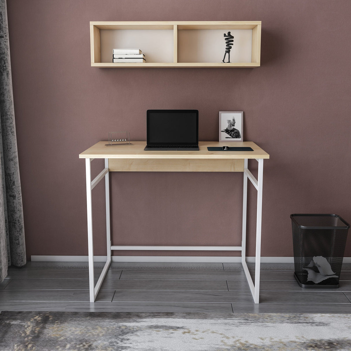 Birou Hussum, Diverse culori, 90x60x75 cm - Alb - Stejar | SKU: 322RTC1426 | Birou Hussum, 90x60x75 cm, varianta Alb - Stejar, produs pentru amenajarea locuinței, disponibil online în România la CasaMob
