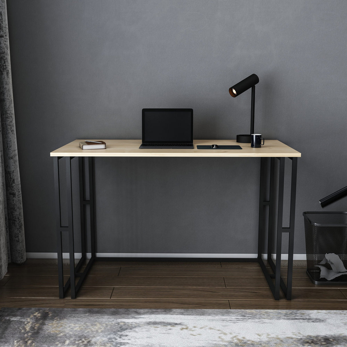 Birou Kane, Diverse culori, 120x60x75 cm - Negru - Stejar | SKU: 322RTC1446 | Birou Kane, 120x60x75 cm, varianta Negru - Stejar, produs pentru amenajarea locuinței, disponibil online în România la CasaMob