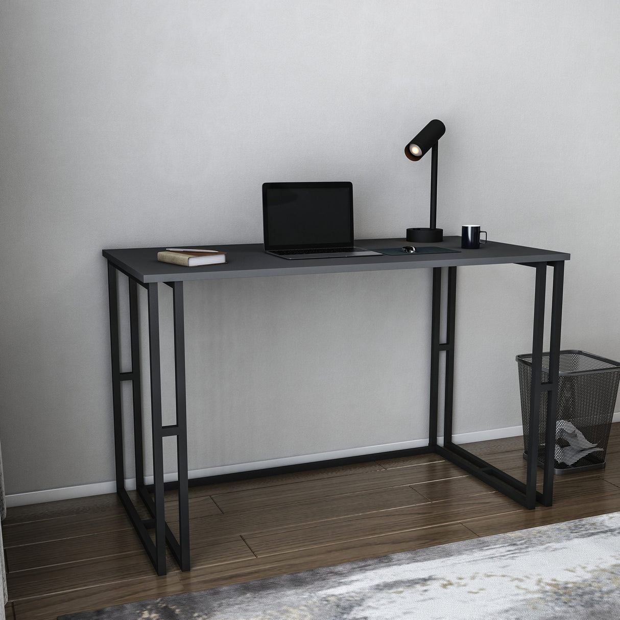 Birou Kane, Diverse culori, 120x60x75 cm - Negru - Antracit | SKU: 322RTC1447 | Birou Kane, 120x60x75 cm, varianta Negru - Antracit, produs pentru amenajarea locuinței, disponibil online în România la CasaMob
