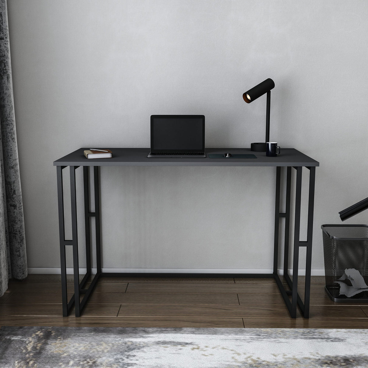 Birou Kane, Diverse culori, 120x60x75 cm - Negru - Antracit | SKU: 322RTC1447 | Birou Kane, 120x60x75 cm, varianta Negru - Antracit, produs pentru amenajarea locuinței, disponibil online în România la CasaMob