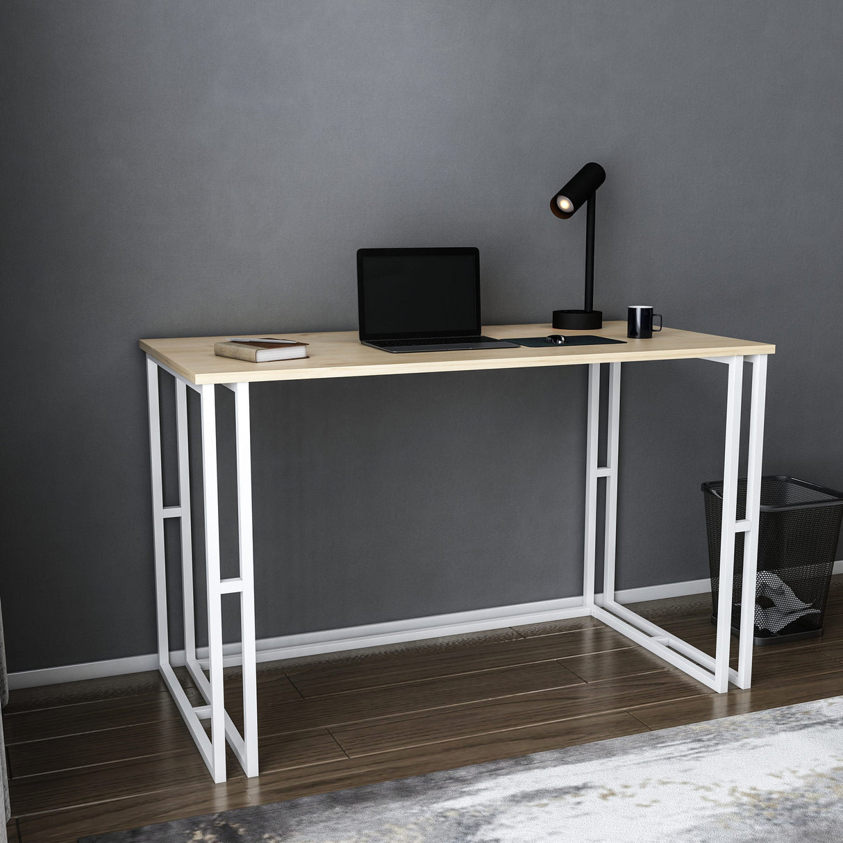 Birou Kane, Diverse culori, 120x60x75 cm - Alb - Stejar | SKU: 322RTC1450 | Birou Kane, 120x60x75 cm, varianta Alb - Stejar, produs pentru amenajarea locuinței, disponibil online în România la CasaMob