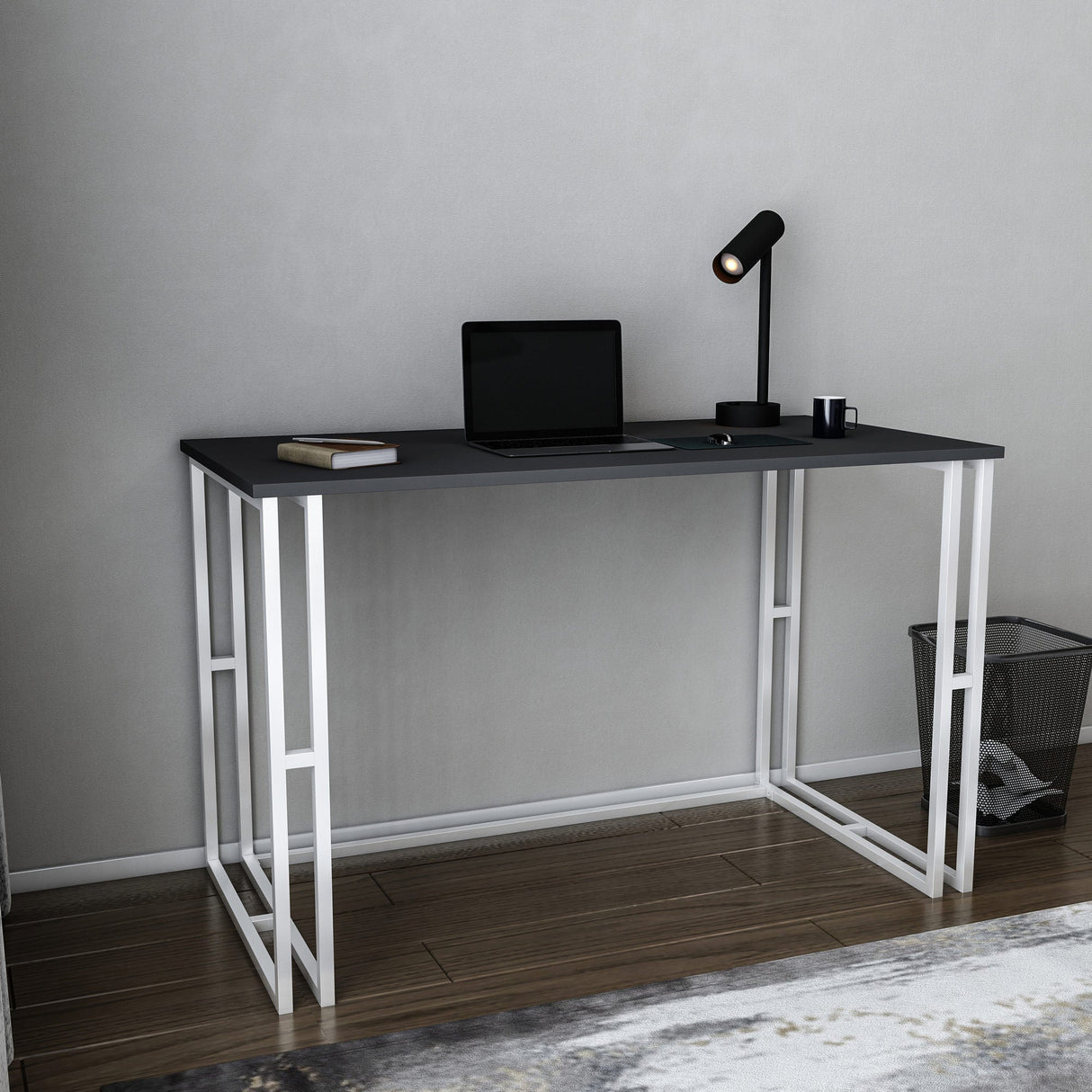 Birou Kane, Diverse culori, 120x60x75 cm - Alb - Antracit | SKU: 322RTC1451 | Birou Kane, 120x60x75 cm, varianta Alb - Antracit, produs pentru amenajarea locuinței, disponibil online în România la CasaMob