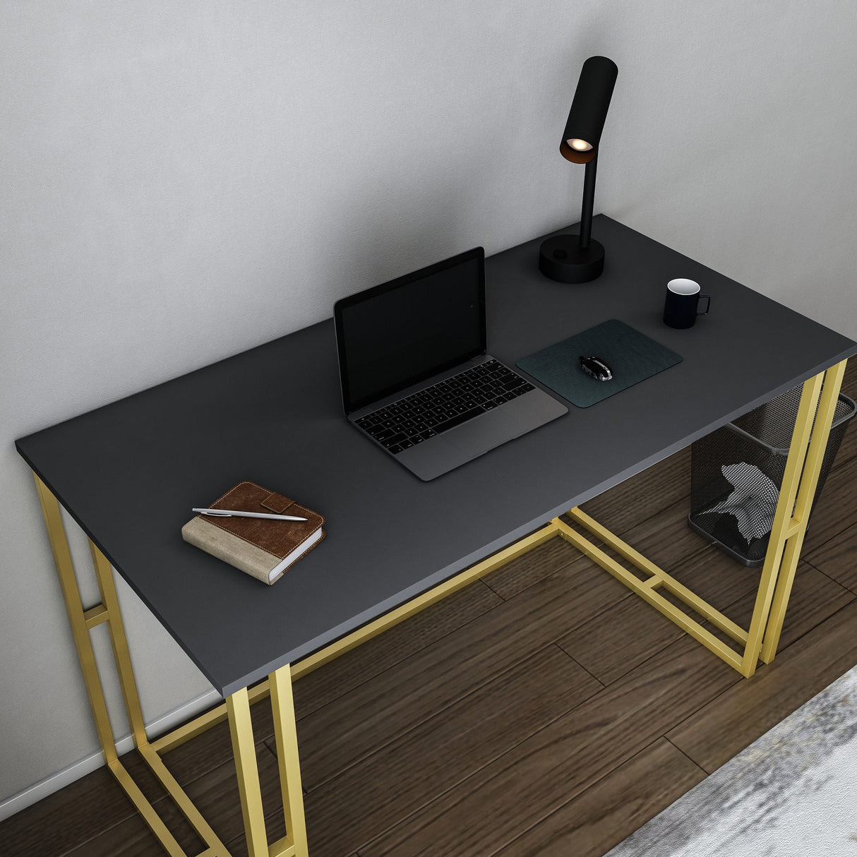 Birou Kane, Diverse culori, 120x60x75 cm - Auriu - Antracit | SKU: 322RTC1455 | Birou Kane, 120x60x75 cm, varianta Auriu - Antracit, produs pentru amenajarea locuinței, disponibil online în România la CasaMob