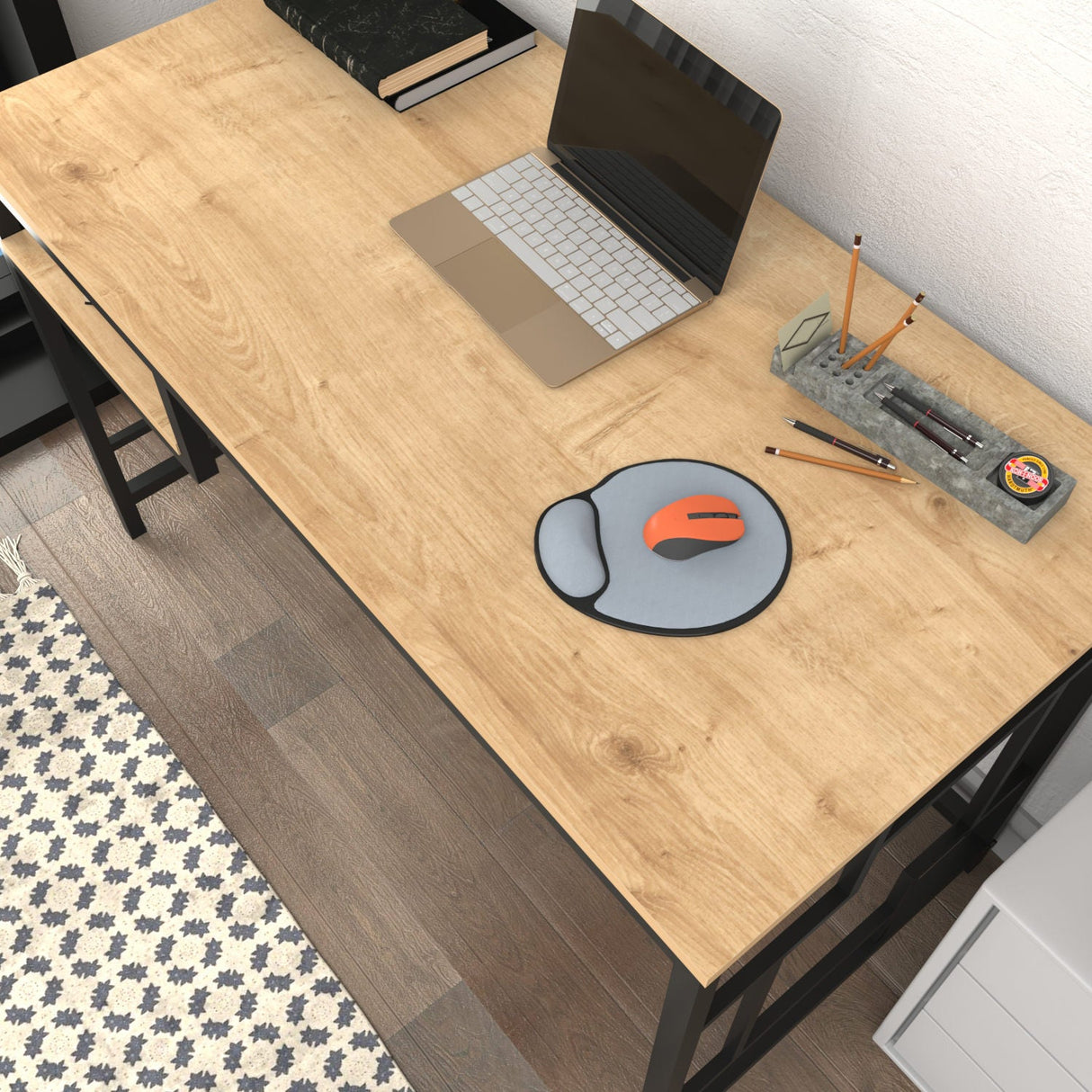Birou Kennesaw, Diverse culori, 120x60x75 cm - Negru - Stejar | SKU: 322RTC1458 | Birou Kennesaw, 120x60x75 cm, varianta Negru - Stejar, produs pentru amenajarea locuinței, disponibil online în România la CasaMob
