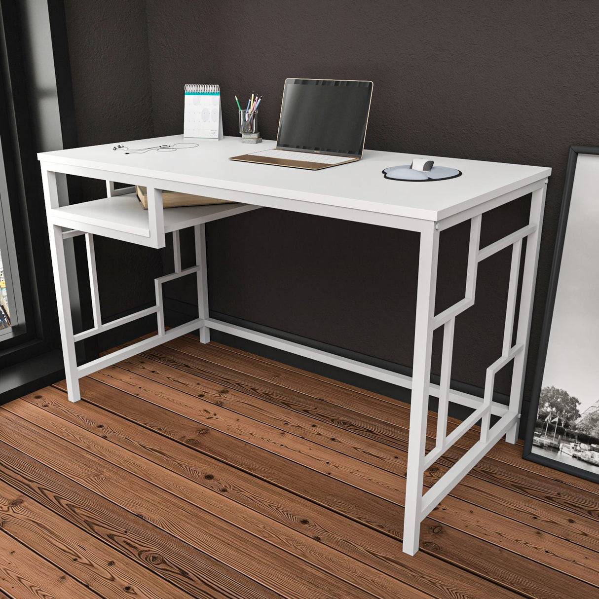 Birou Kennesaw, Diverse culori, 120x60x75 cm - Alb | SKU: 322RTC1461 | Birou Kennesaw, 120x60x75 cm, varianta Alb, produs pentru amenajarea locuinței, disponibil online în România la CasaMob