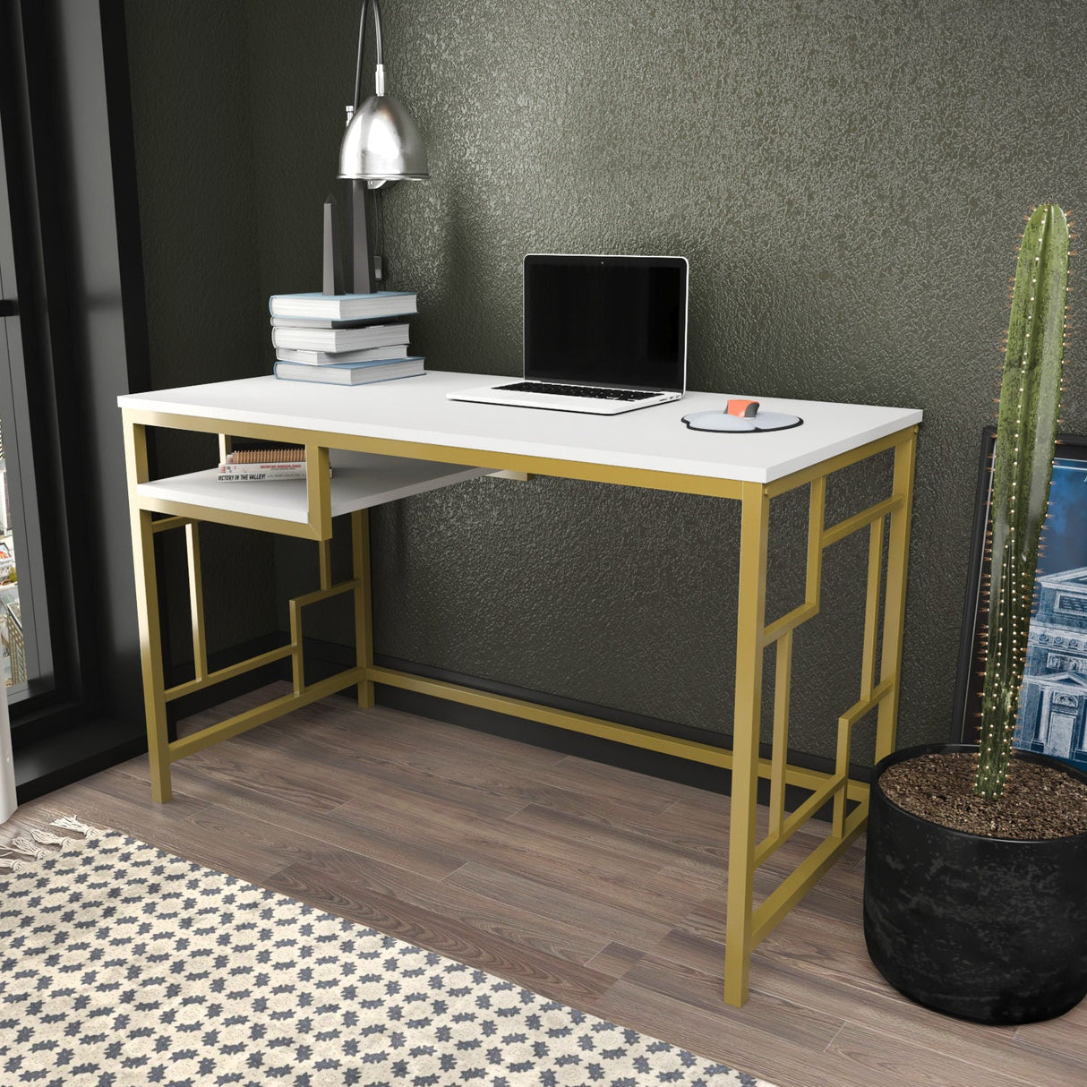Birou Kennesaw, Diverse culori, 120x60x75 cm - Auriu - Alb | SKU: 322RTC1465 | Birou Kennesaw, 120x60x75 cm, varianta Auriu - Alb, produs pentru amenajarea locuinței, disponibil online în România la CasaMob