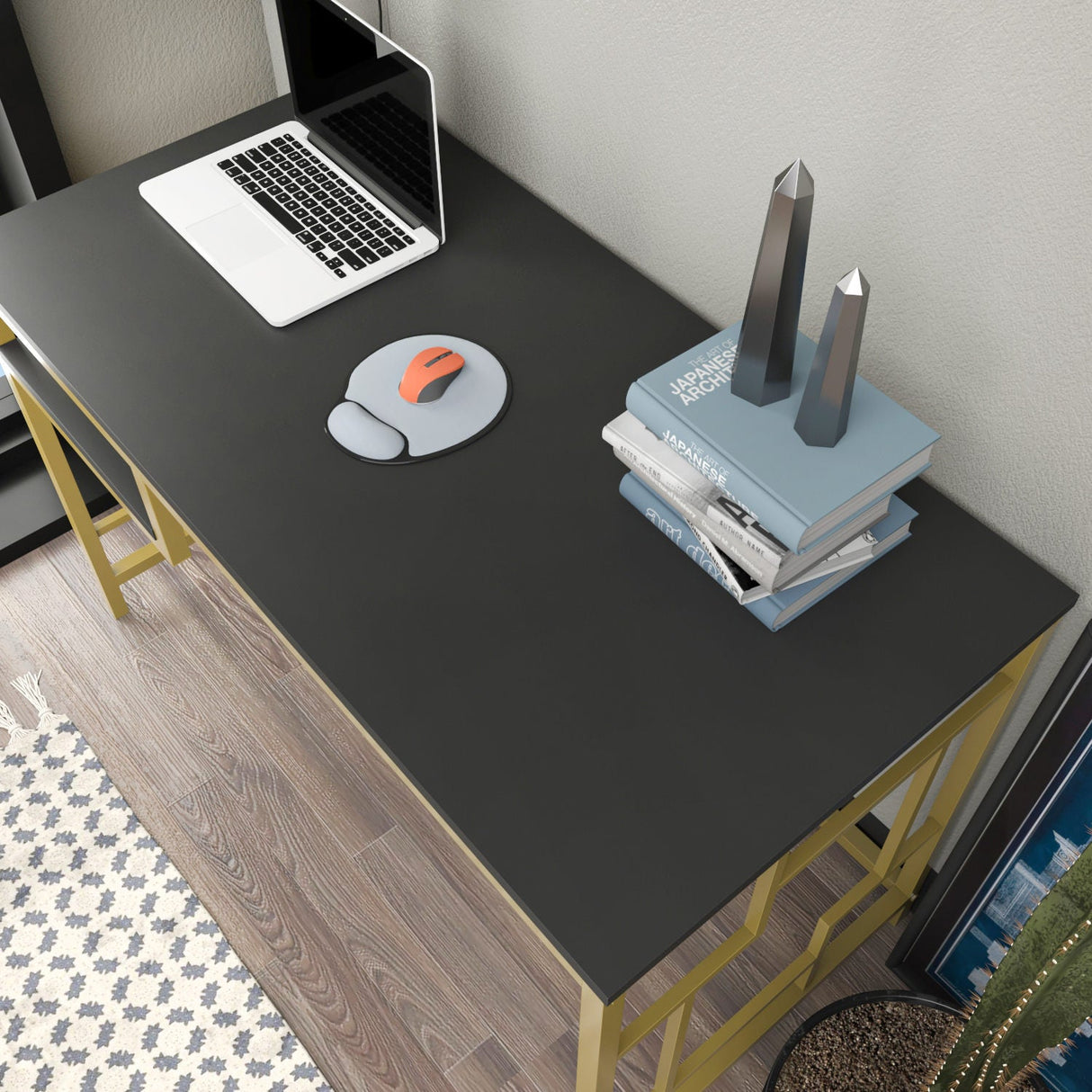 Birou Kennesaw, Diverse culori, 120x60x75 cm - Auriu - Antracit | SKU: 322RTC1467 | Birou Kennesaw, 120x60x75 cm, varianta Auriu - Antracit, produs pentru amenajarea locuinței, disponibil online în România la CasaMob