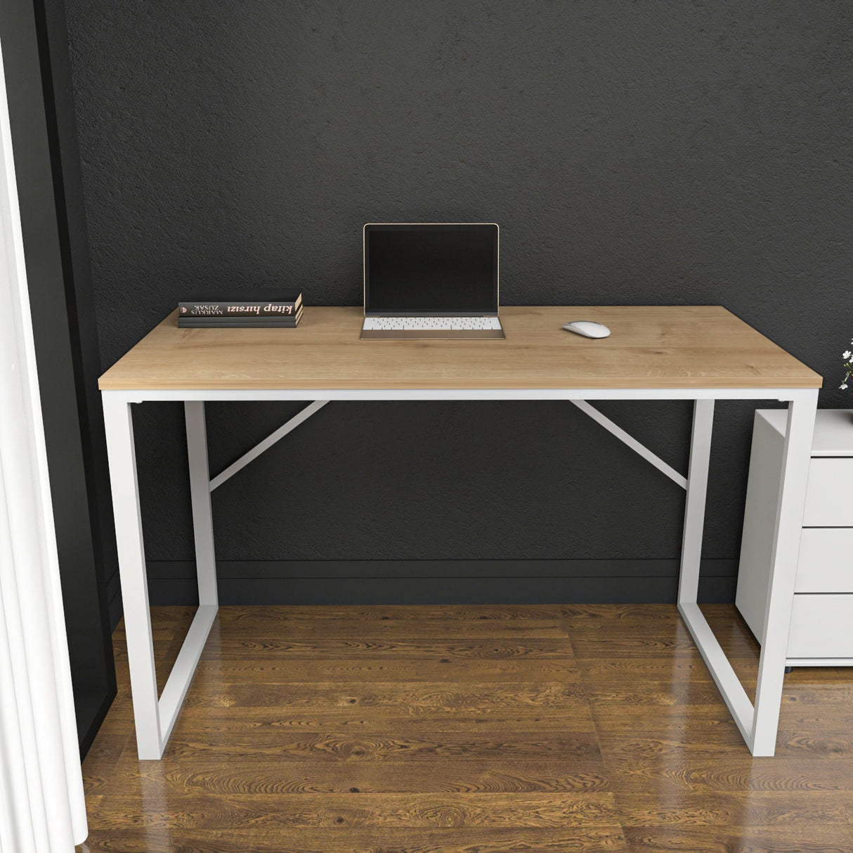 Birou Layton, Diverse culori, 120x60x74 cm - Alb - Stejar | SKU: 322RTC1474 | Birou Layton, 120x60x74 cm, varianta Alb - Stejar, produs pentru amenajarea locuinței, disponibil online în România la CasaMob