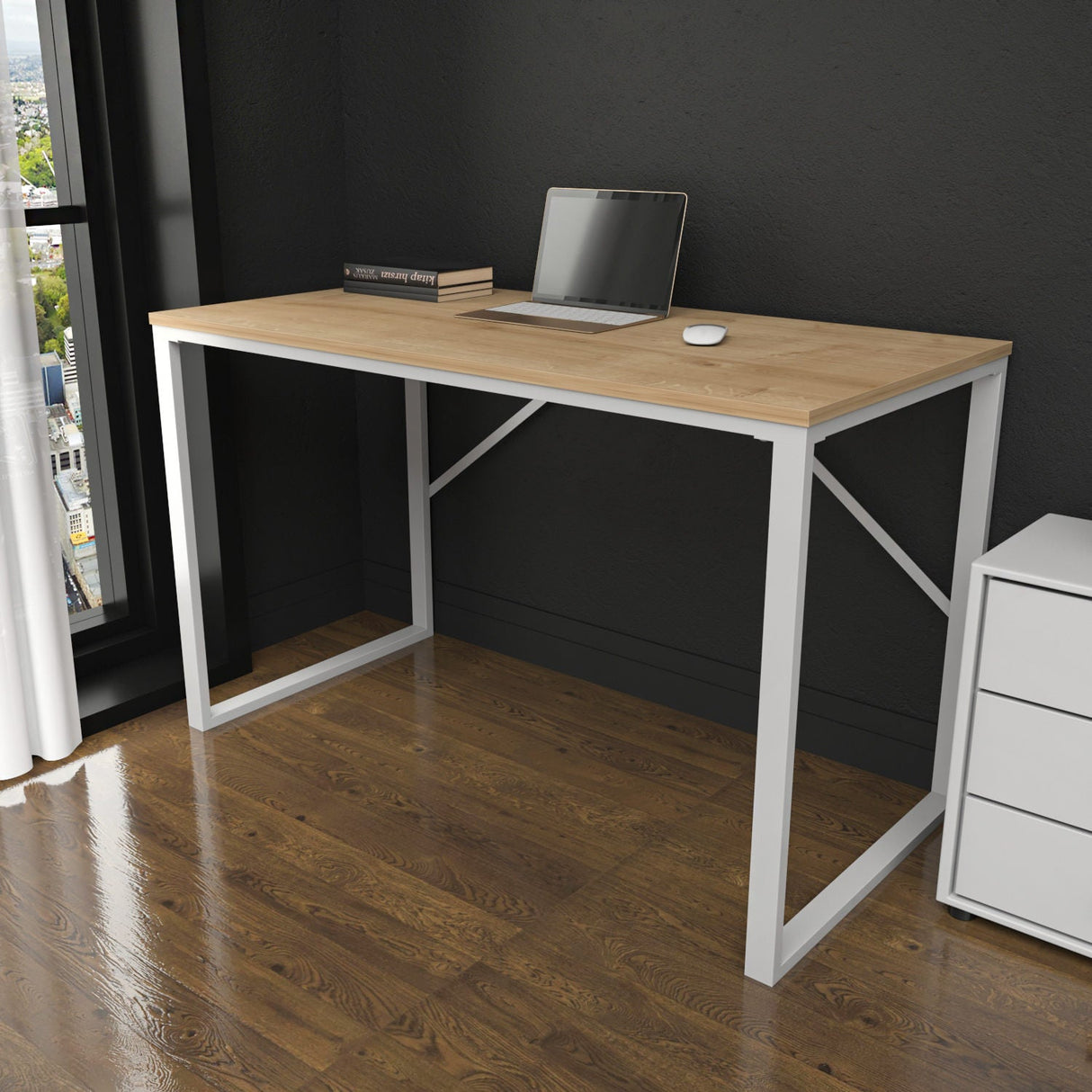 Birou Layton, Diverse culori, 120x60x74 cm - Alb - Stejar | SKU: 322RTC1474 | Birou Layton, 120x60x74 cm, varianta Alb - Stejar, produs pentru amenajarea locuinței, disponibil online în România la CasaMob