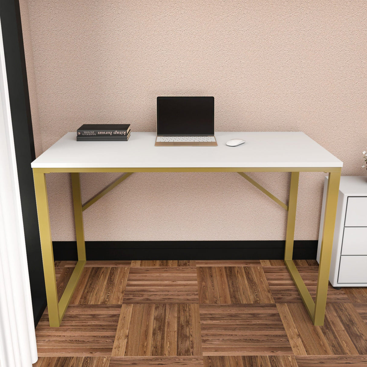 Birou Layton, Diverse culori, 120x60x74 cm - Auriu - Alb | SKU: 322RTC1477 | Birou Layton, 120x60x74 cm, varianta Auriu - Alb, produs pentru amenajarea locuinței, disponibil online în România la CasaMob