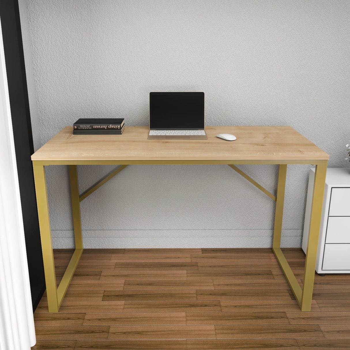 Birou Layton, Diverse culori, 120x60x74 cm - Auriu - Stejar | SKU: 322RTC1478 | Birou Layton, 120x60x74 cm, varianta Auriu - Stejar, produs pentru amenajarea locuinței, disponibil online în România la CasaMob