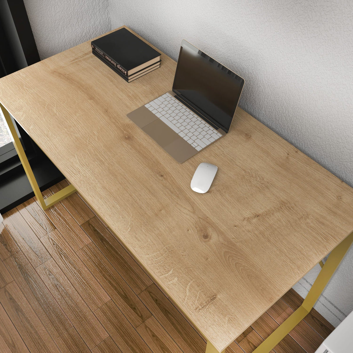 Birou Layton, Diverse culori, 120x60x74 cm - Auriu - Stejar | SKU: 322RTC1478 | Birou Layton, 120x60x74 cm, varianta Auriu - Stejar, produs pentru amenajarea locuinței, disponibil online în România la CasaMob