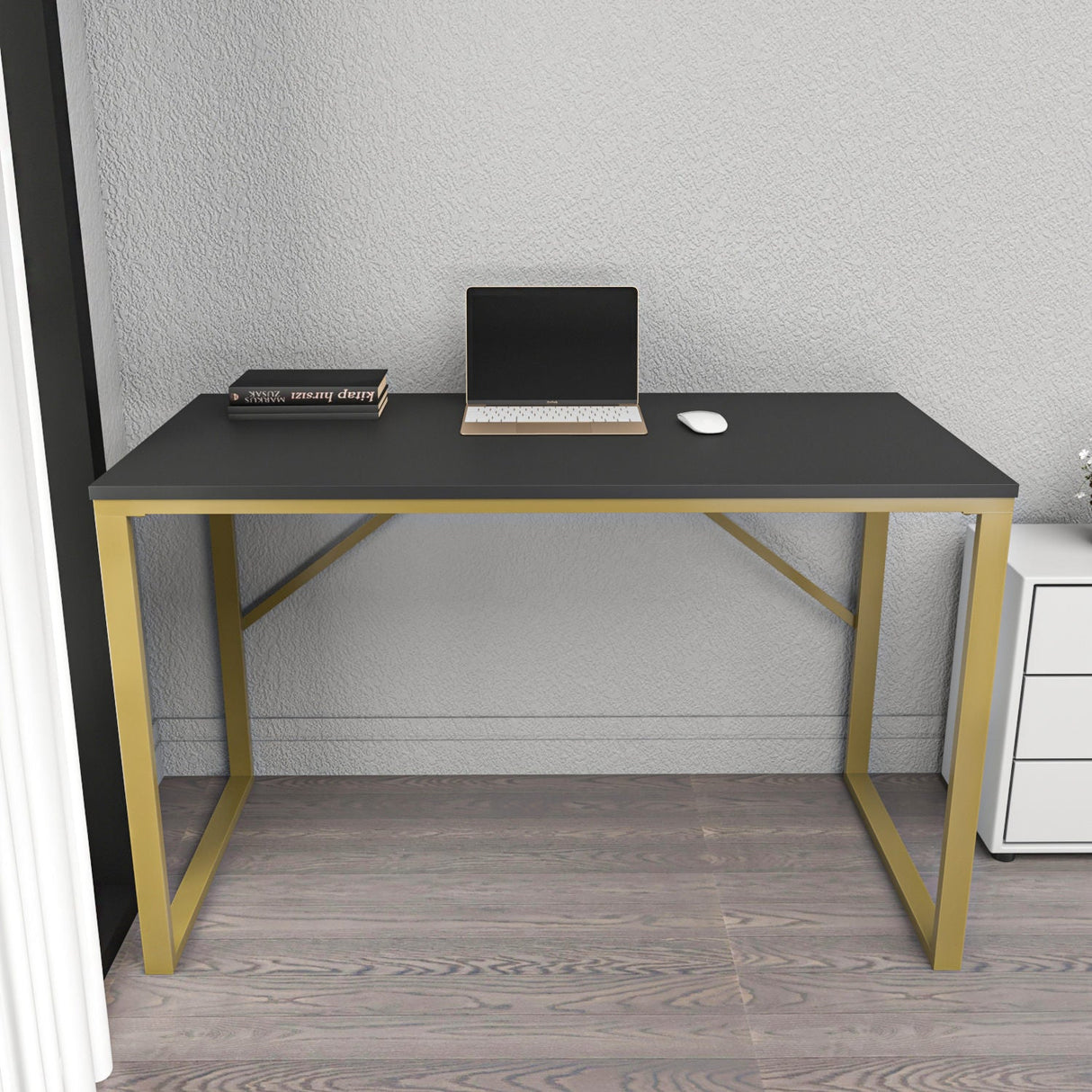 Birou Layton, Diverse culori, 120x60x74 cm - Auriu - Antracit | SKU: 322RTC1479 | Birou Layton, 120x60x74 cm, varianta Auriu - Antracit, produs pentru amenajarea locuinței, disponibil online în România la CasaMob