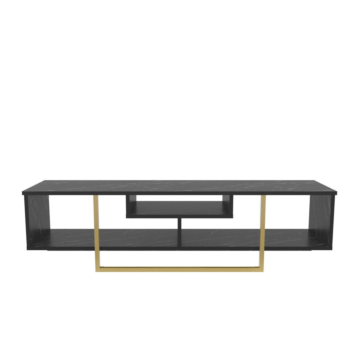 Comodă TV Asal 150, Diverse culori, 150x35x40 cm - Negru - Auriu | SKU: 322RTC2108 | Comodă TV Asal 150, 150x35x40 cm, varianta Negru - Auriu, produs pentru amenajarea locuinței, disponibil online în România la CasaMob