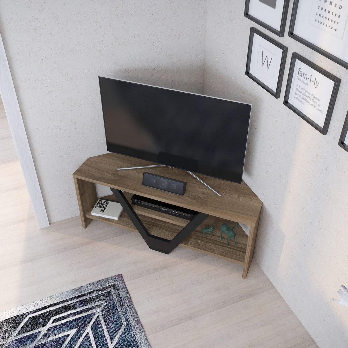 Comodă TV Karin, Diverse culori, 90x35x37 cm - Nuc - Negru | SKU: 322RTC2128 | Comodă TV Karin, 90x35x37 cm, varianta Nuc - Negru, produs pentru amenajarea locuinței, disponibil online în România la CasaMob