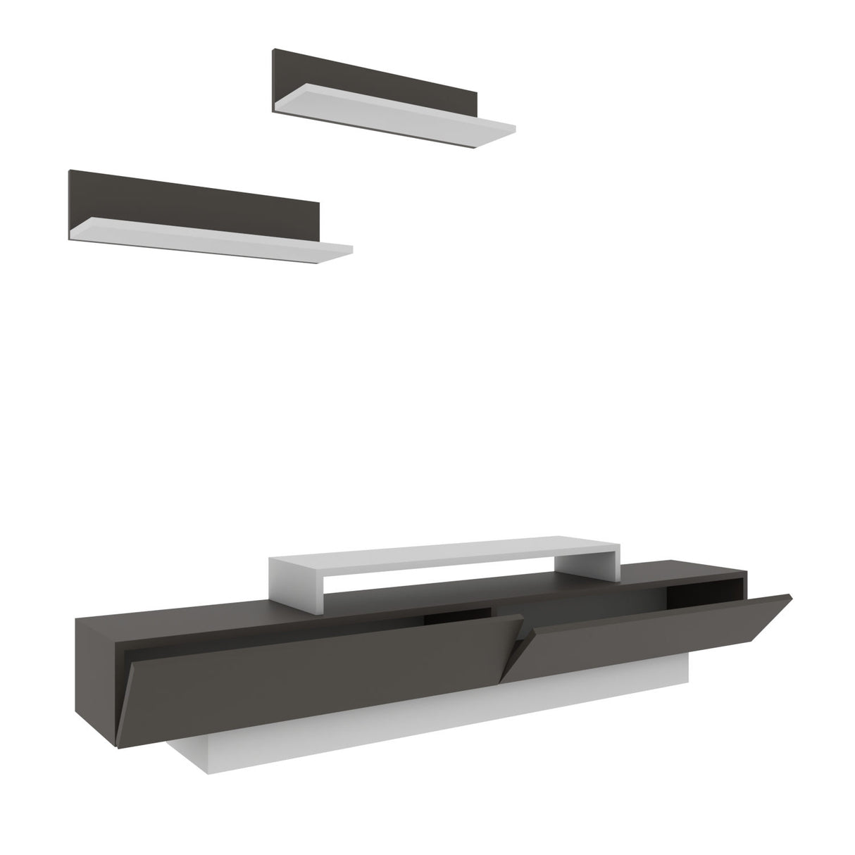 Comodă TV Lusi, Diverse culori, 180x31x40 cm - Alb - Maro | SKU: 322RTC2153 | Comodă TV Lusi, 180x31x40 cm, varianta Alb - Maro, produs pentru amenajarea locuinței, disponibil online în România la CasaMob