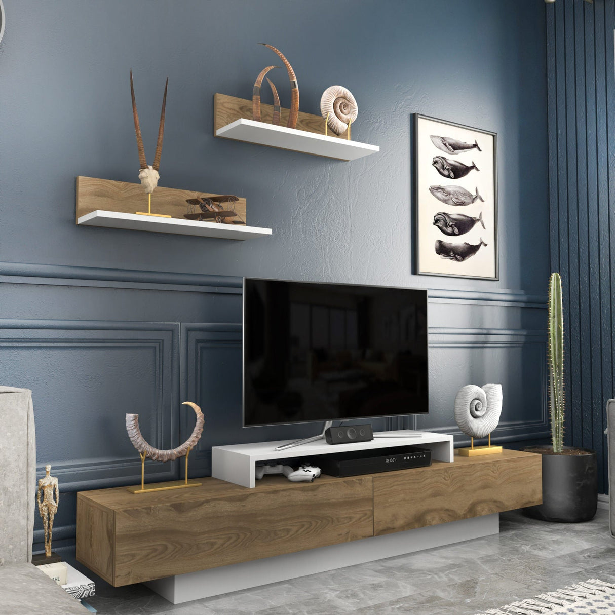 Comodă TV Lusi, Diverse culori, 180x31x40 cm - Alb - Oud oak | SKU: 322RTC2154 | Comodă TV Lusi, 180x31x40 cm, varianta Alb - Oud oak, produs pentru amenajarea locuinței, disponibil online în România la CasaMob