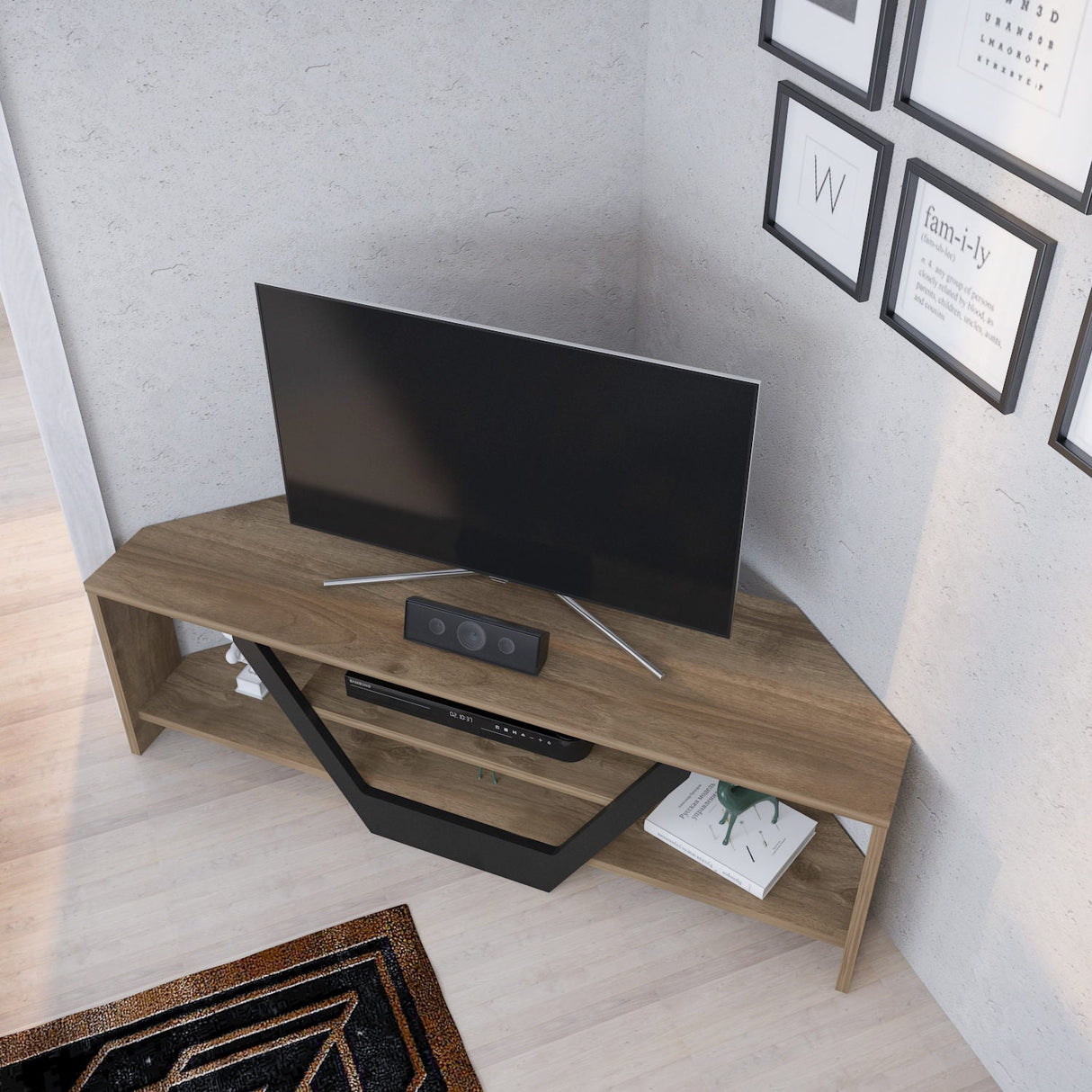Comodă TV Sares, Diverse culori, 120x35x37 cm - Nuc - Negru | SKU: 322RTC2180 | Comodă TV Sares, 120x35x37 cm, varianta Nuc - Negru, produs pentru amenajarea locuinței, disponibil online în România la CasaMob